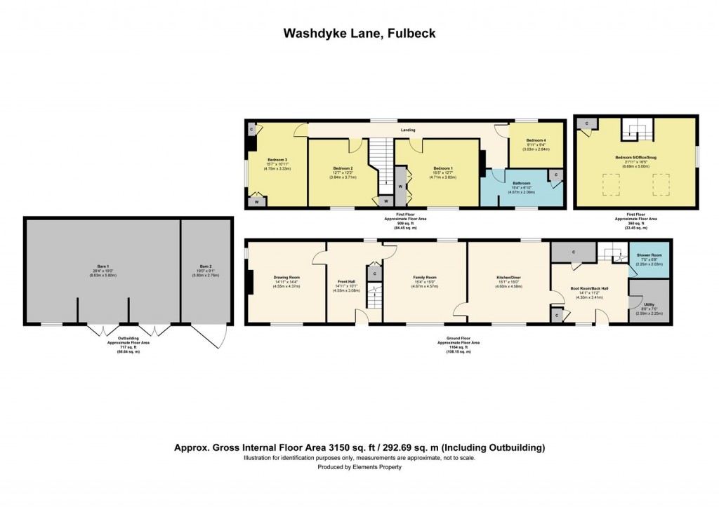 Floorplans For Washdyke Lane, Fulbeck, Grantham
