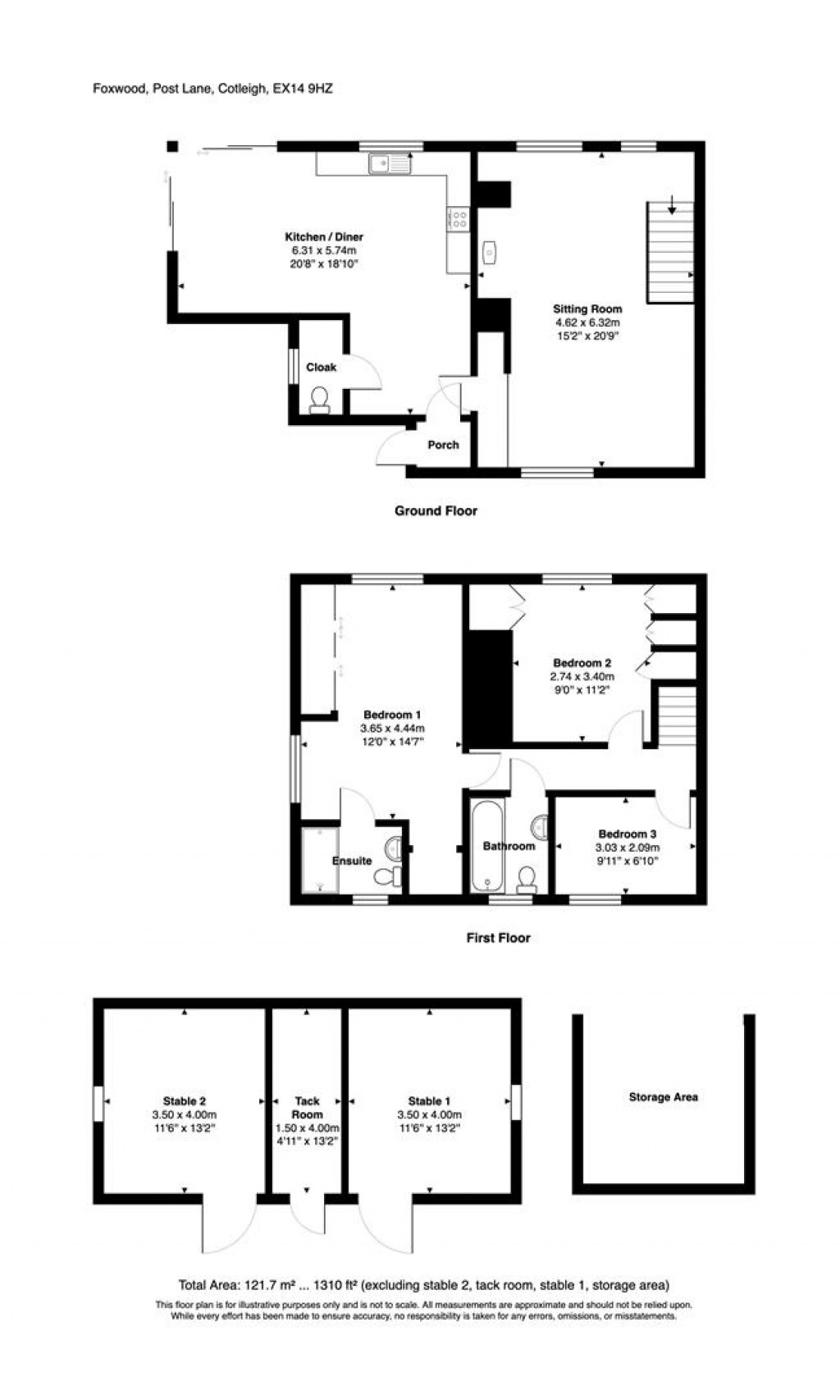 Floorplans For Post Lane, Cotleigh, Honiton