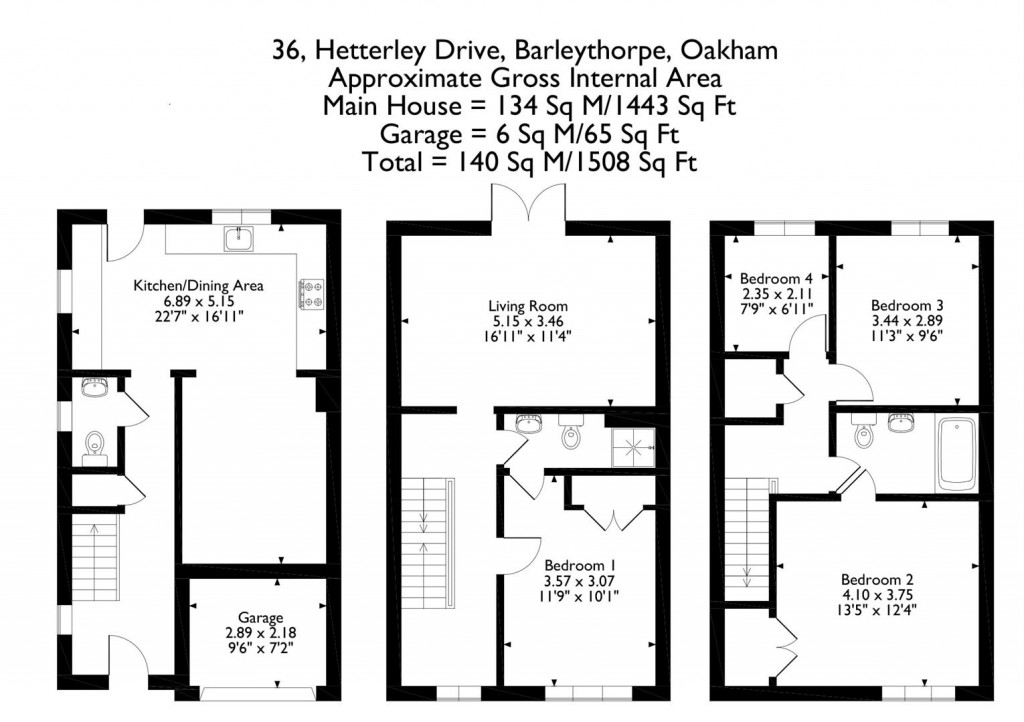 Floorplans For Hetterley Drive, Barleythorpe, Oakham