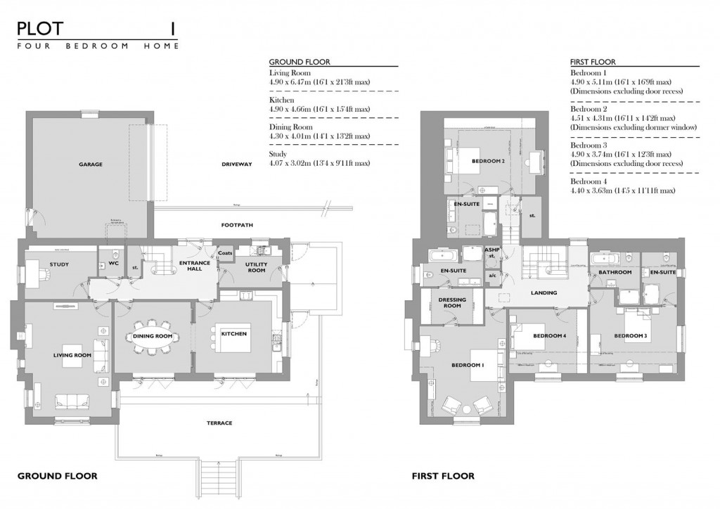 Floorplans For Barges Close, Litton Cheney