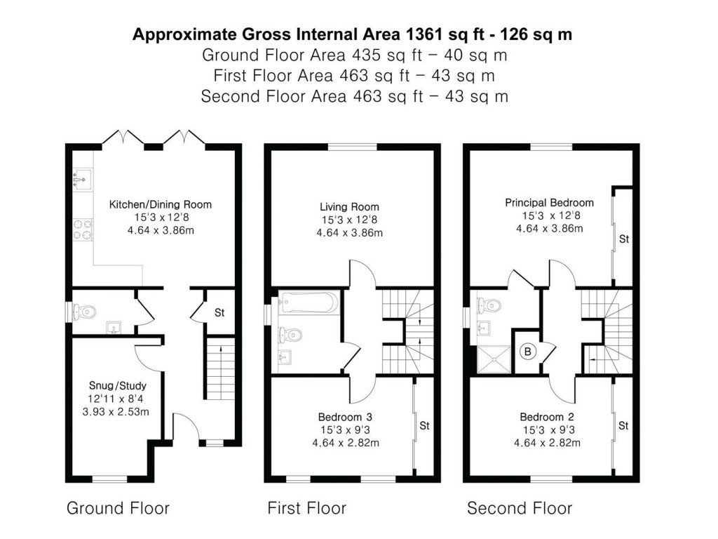 Floorplans For South Road, Saffron Walden