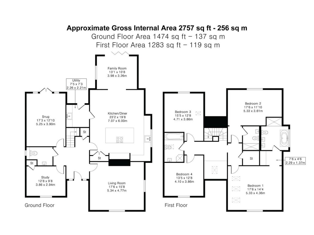 Floorplans For Warton Barns, Toft, Cambridge