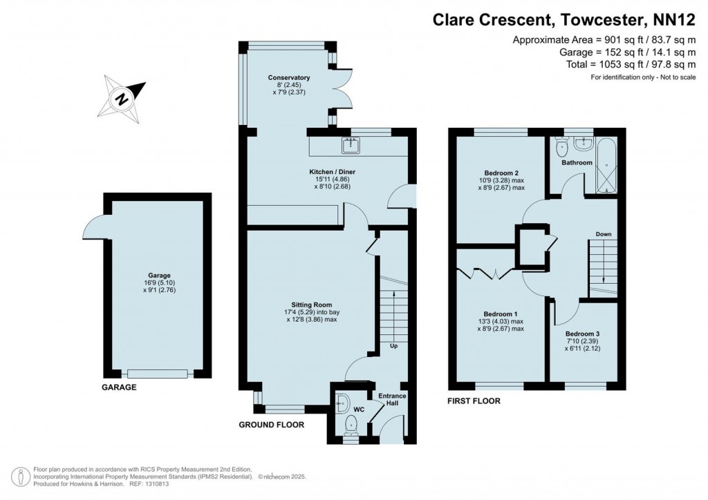 Floorplans For Clare Crescent, Towcester, NN12