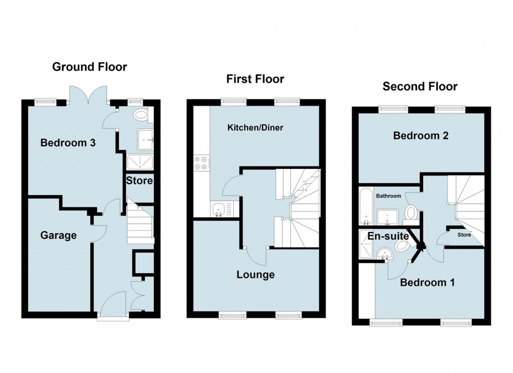 Floorplans For Dunbar Way, Ashby-De-La-Zouch, LE65