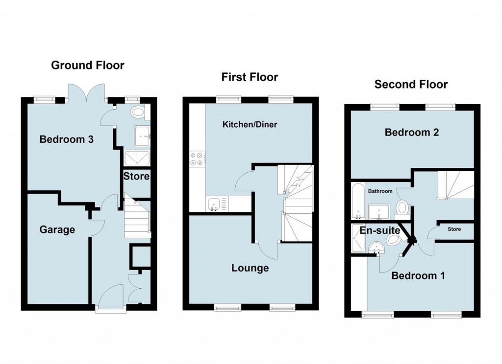 Floorplans For Dunbar Way, Ashby-De-La-Zouch, LE65