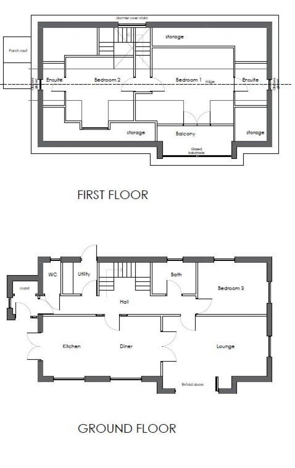 Floorplans For Moor Lane, Brighstone
