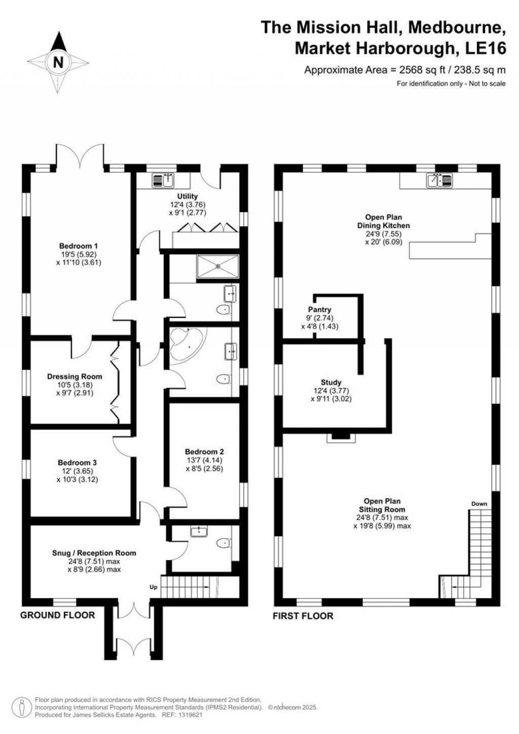 Floorplans For The Mission Hall, Medbourne, Market Harborough