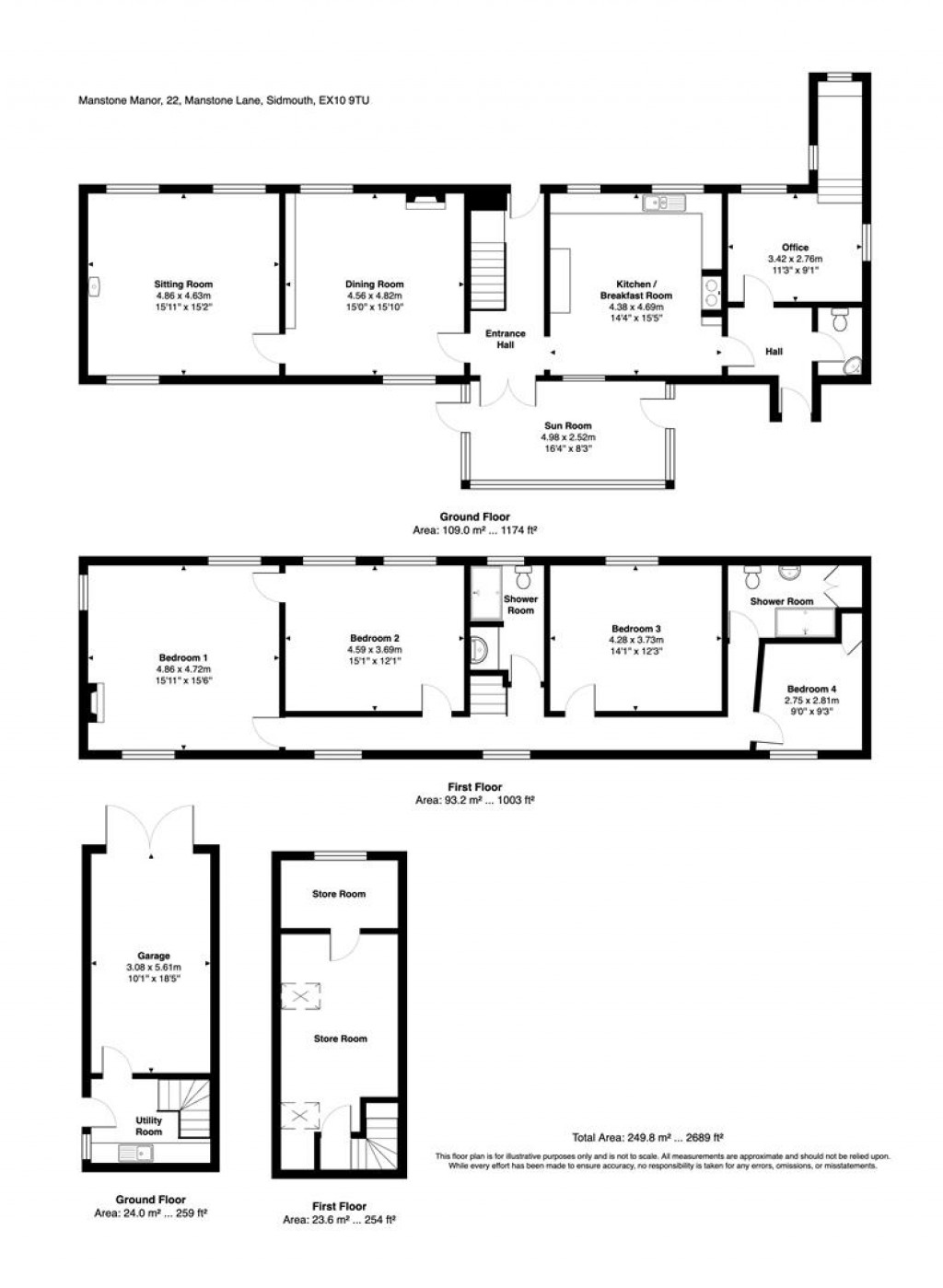 Floorplans For Manstone Lane, Sidmouth
