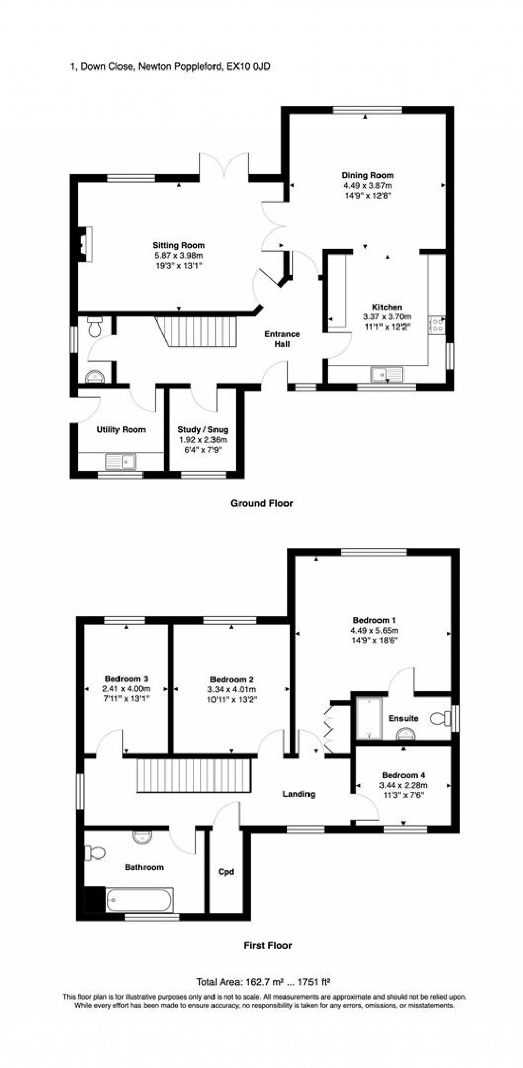 Floorplans For Down Close, Newton Poppleford, Sidmouth