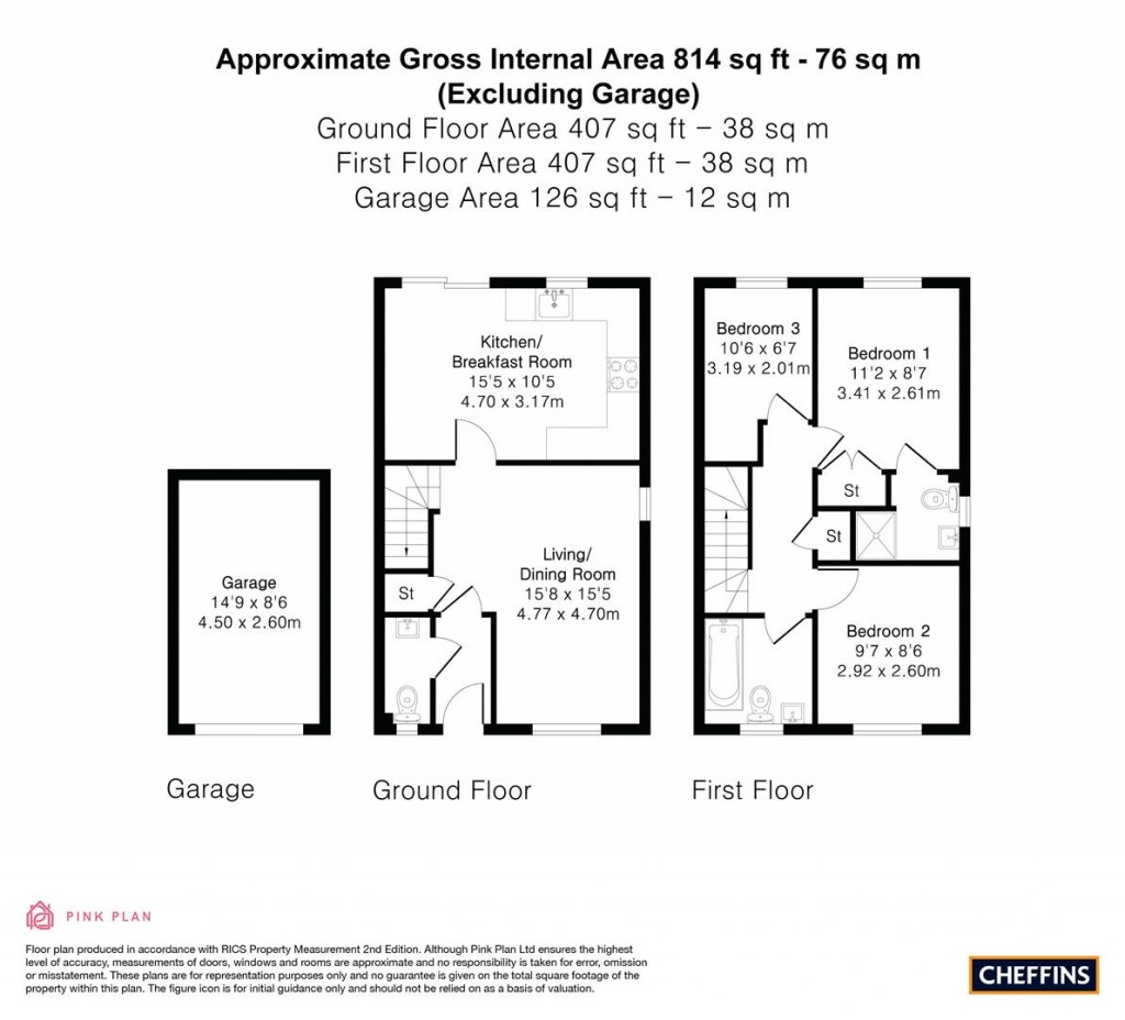 Floorplans For St. Peters Street, Caxton, Cambridge