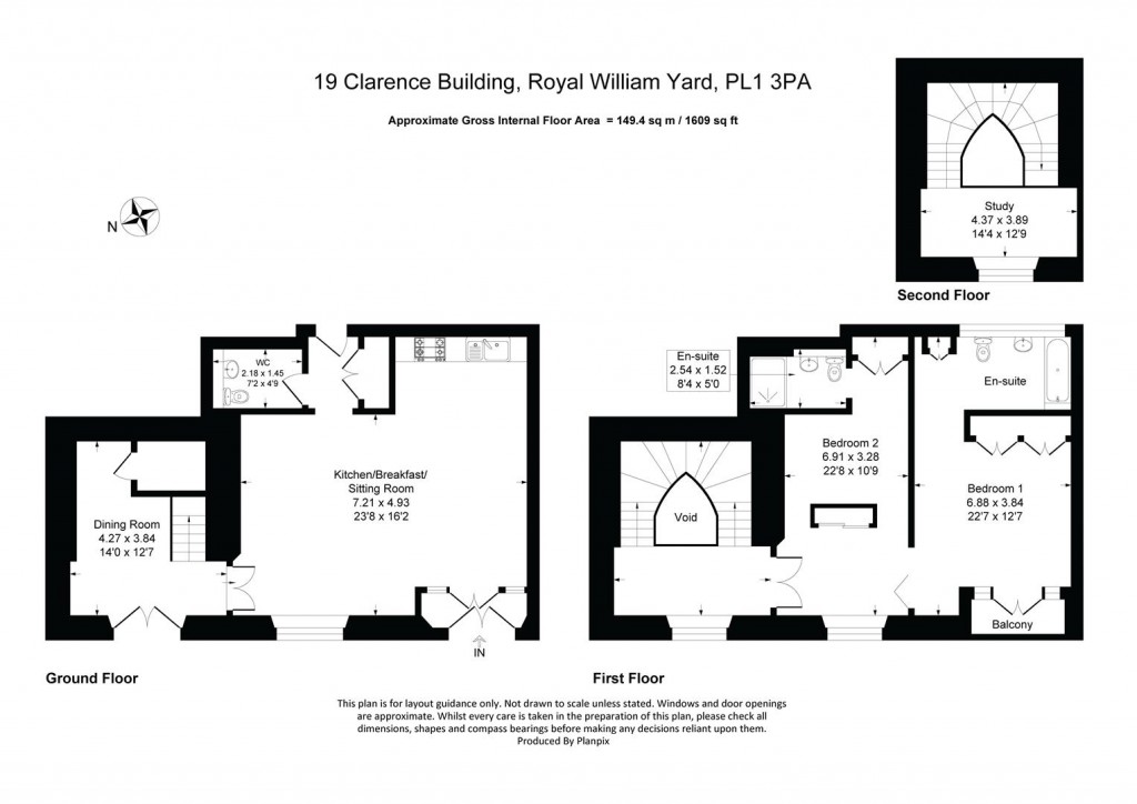 Floorplans For Clarence Building, 10 Royal William Yard, Plymouth