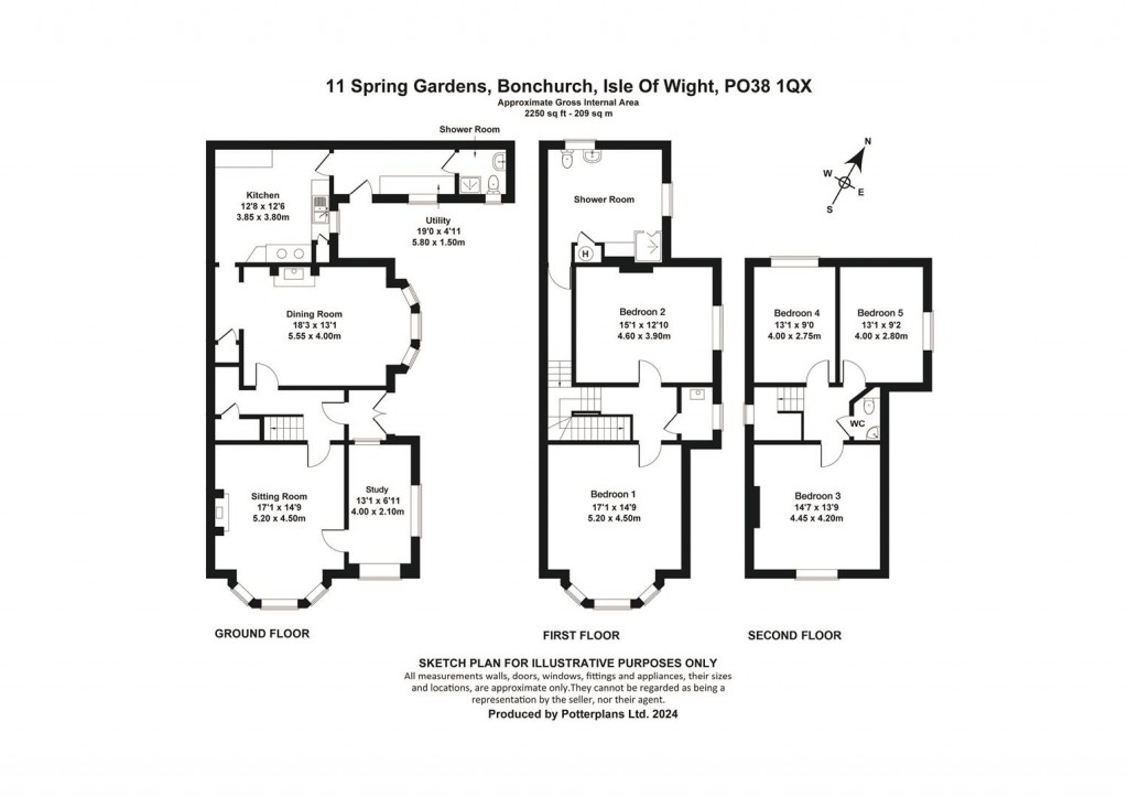Floorplans For Bonchurch, Isle of Wight