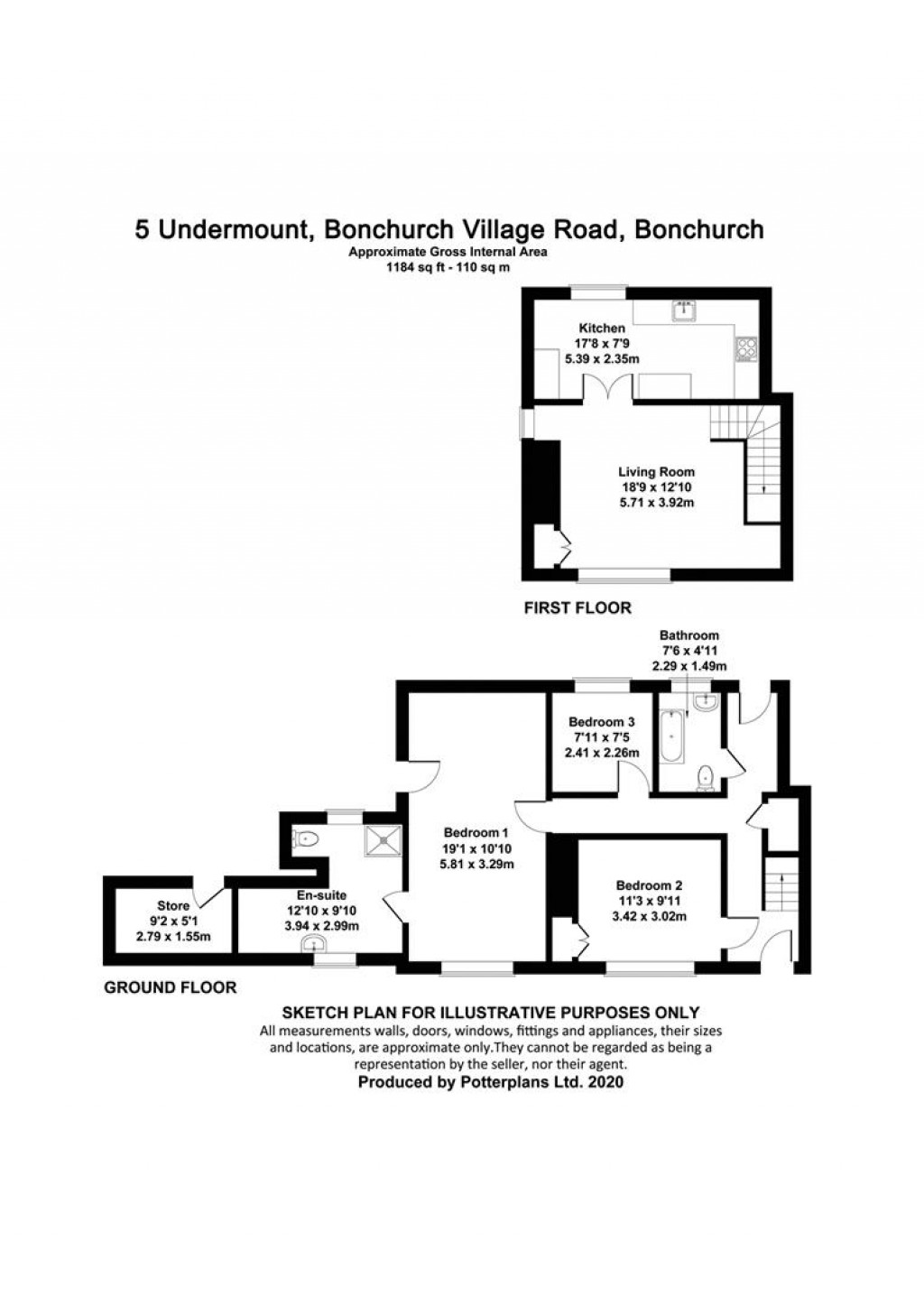 Floorplans For Bonchurch, Isle of Wight