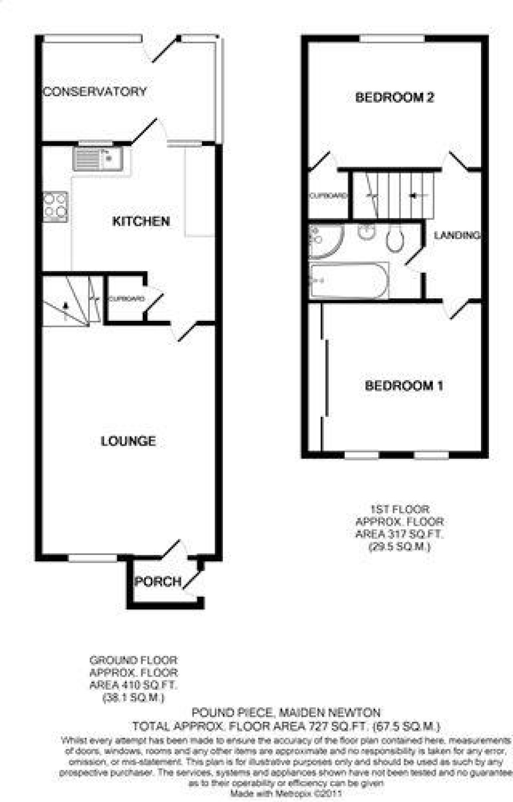 Floorplans For Pound Piece, Maiden Newton, Dorchester