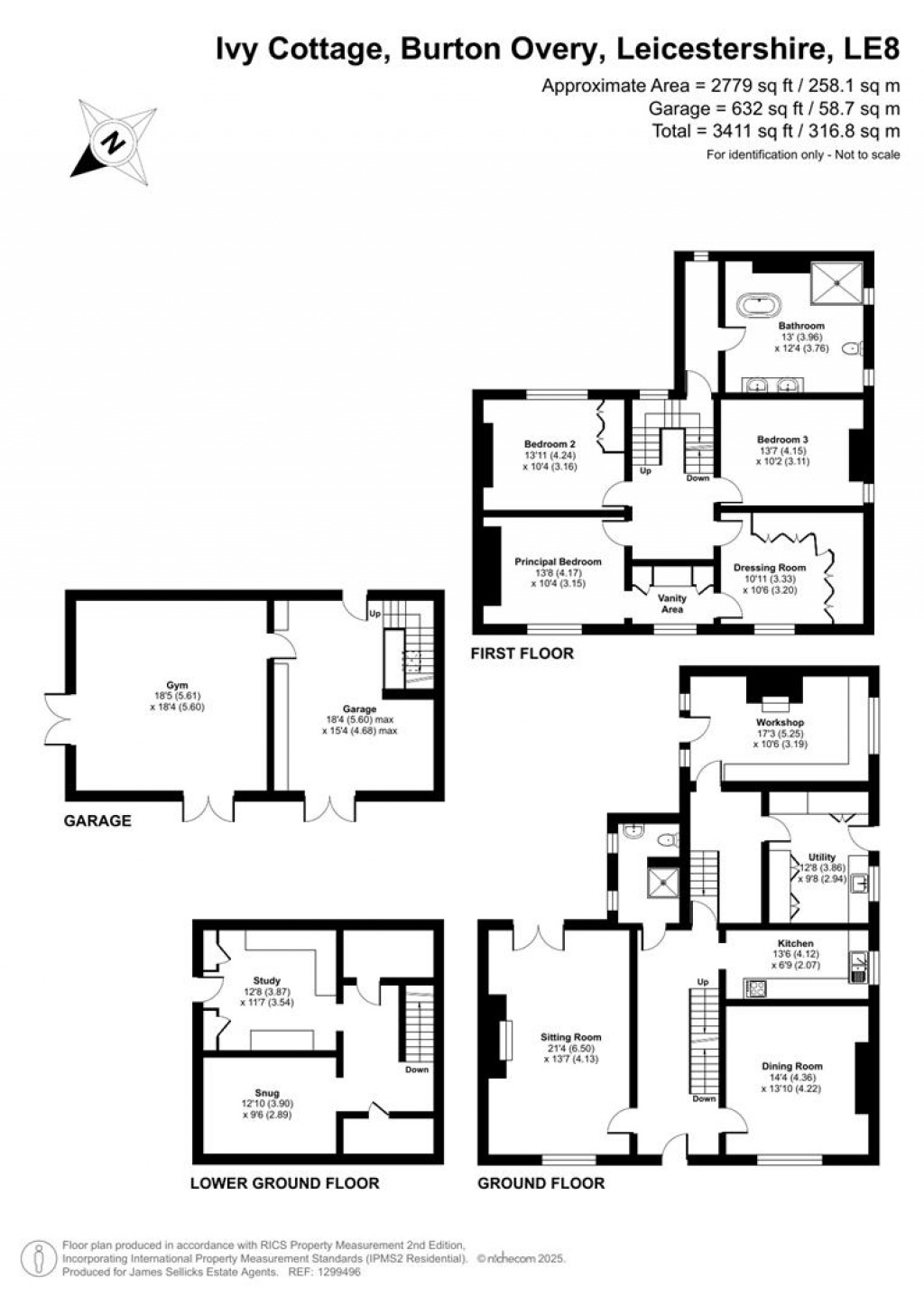 Floorplans For Ivy Cottage, Burton Overy, Leicestershire