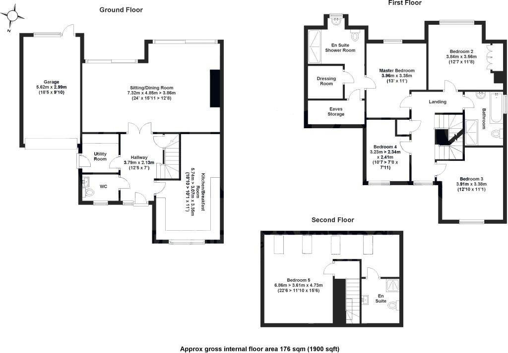 Floorplans For Long Row Close, Saffron Walden