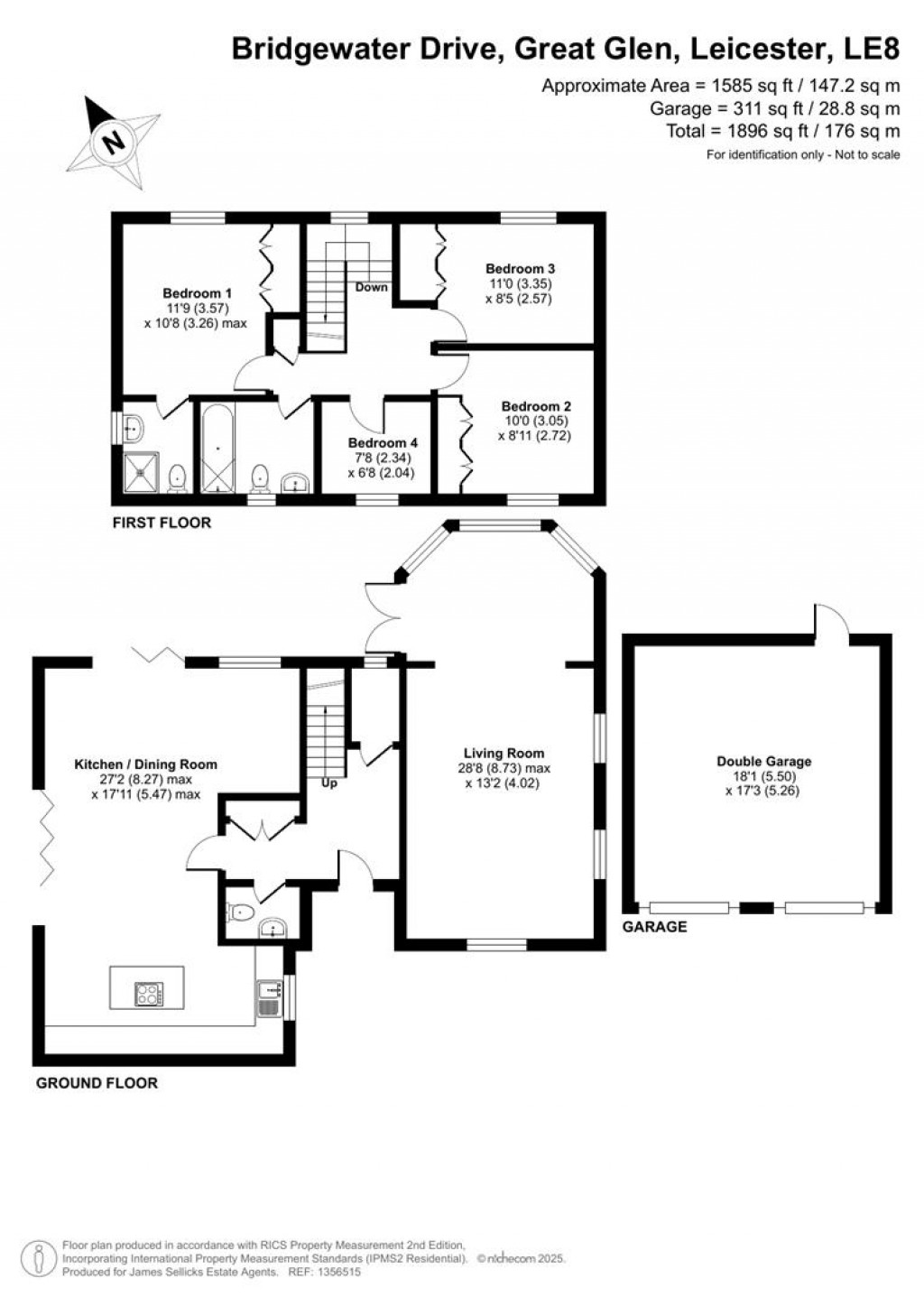 Floorplans For Bridgewater Drive, Great Glen, Leicestershire