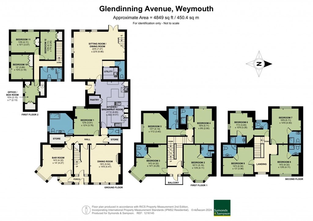 Floorplans For Oaklands Guest House, Glendinning Avenue, Weymouth