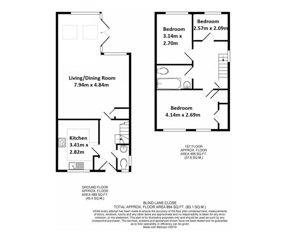 Floorplans For Blind Lane Close, Bridport