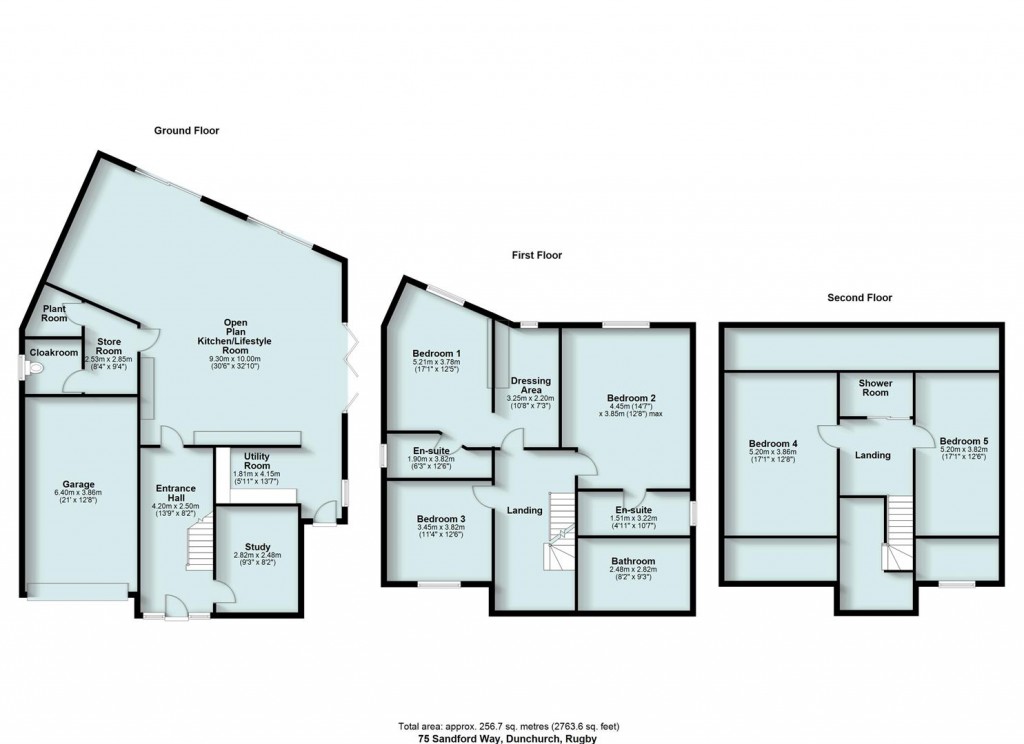 Floorplans For Sandford Way, Dunchurch, Rugby, CV22