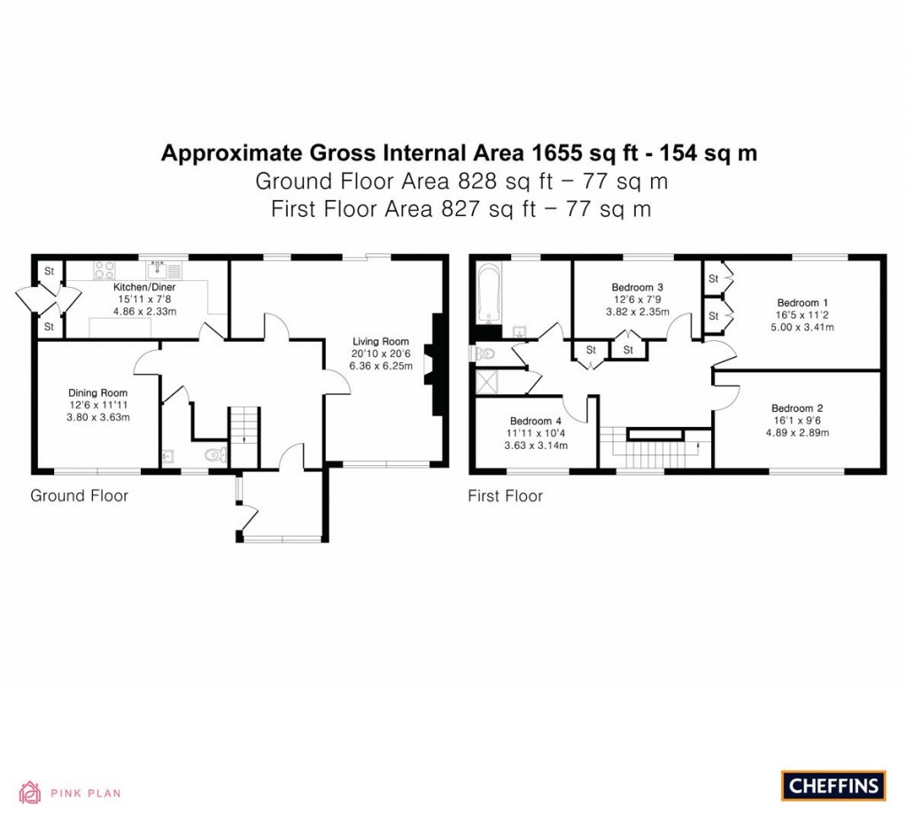 Floorplans For The Footpath, Coton, Cambridge