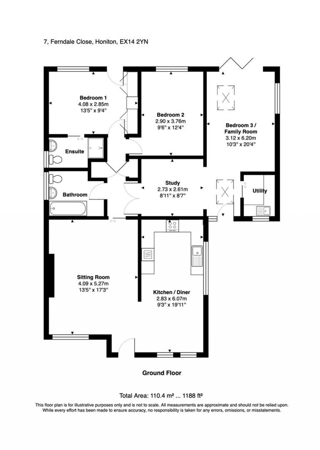 Floorplans For 7 Ferndale Close, Honiton