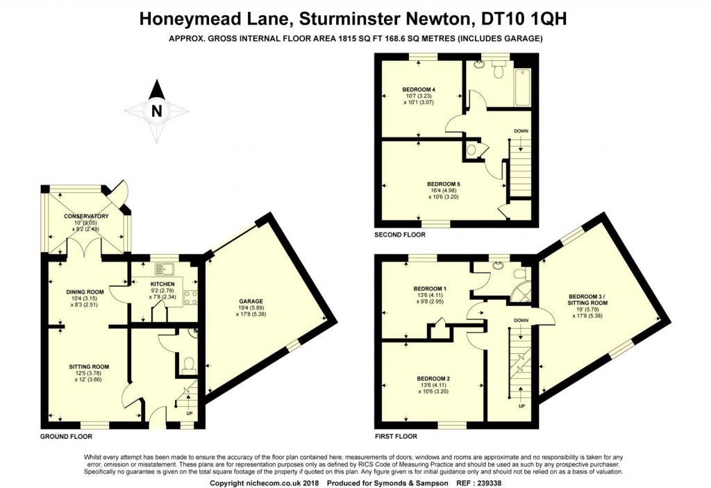 Floorplans For Honeymead Lane, Sturminster Newton, Dorset