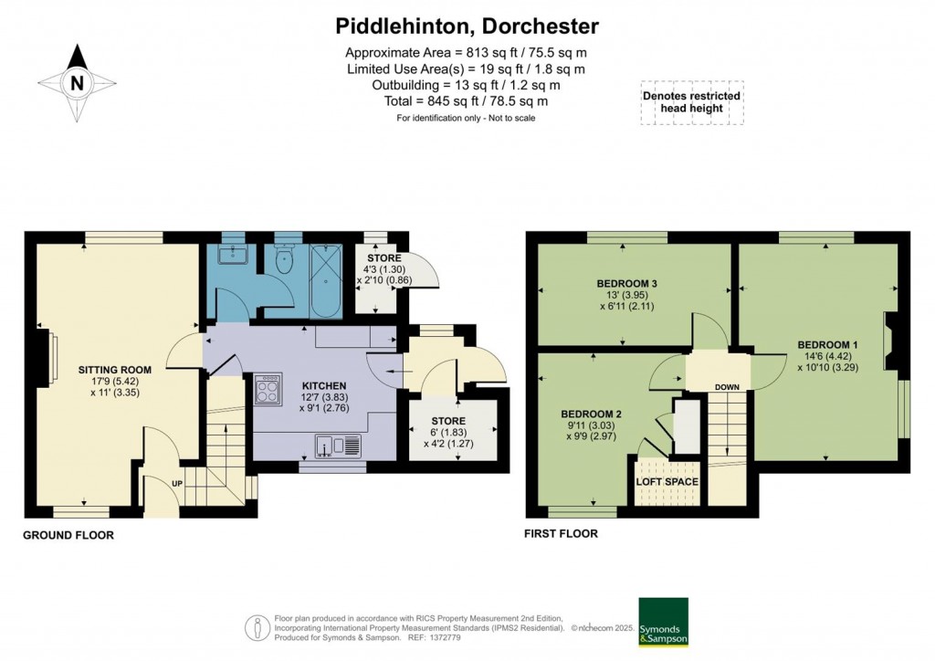 Floorplans For High Street, Piddlehinton