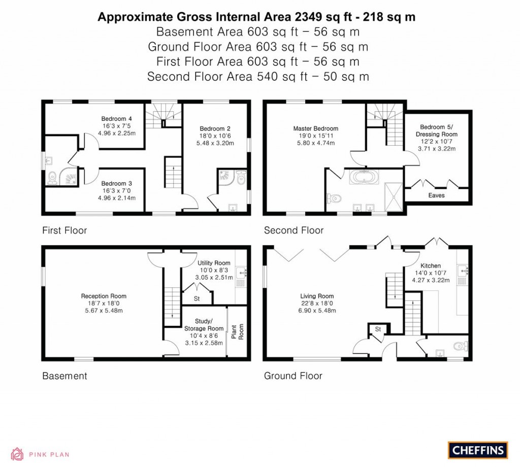 Floorplans For Mill Road, Fen Drayton, Cambridge