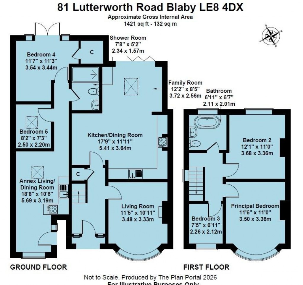 Floorplans For Lutterworth Road, Blaby, Leicester, LE8
