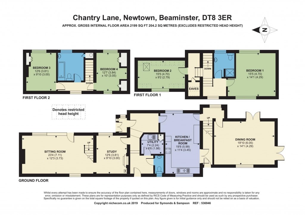 Floorplans For Chantry Lane, Beaminster, Dorset