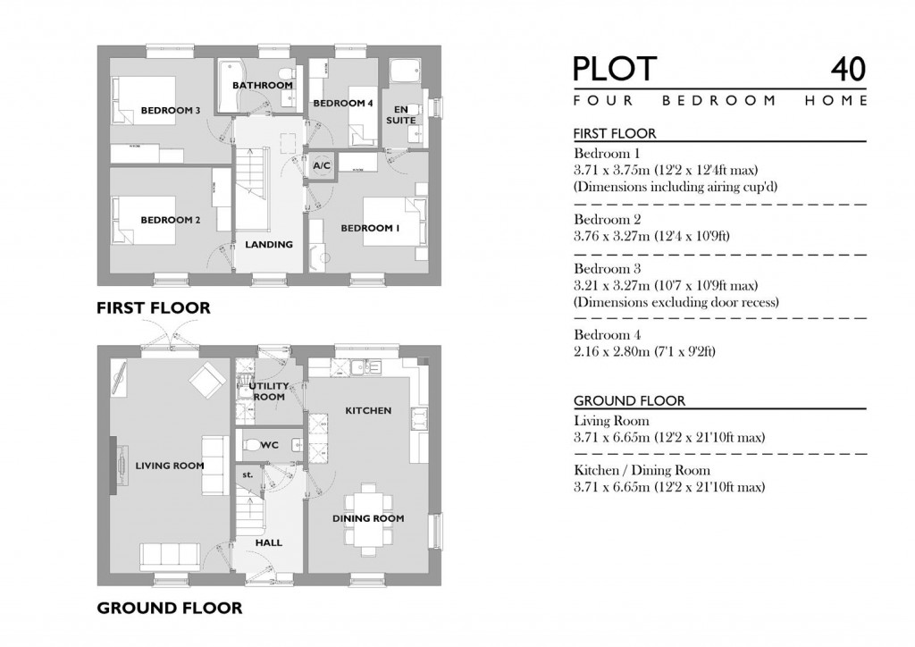Floorplans For Durbeyfield Park, Marnhull