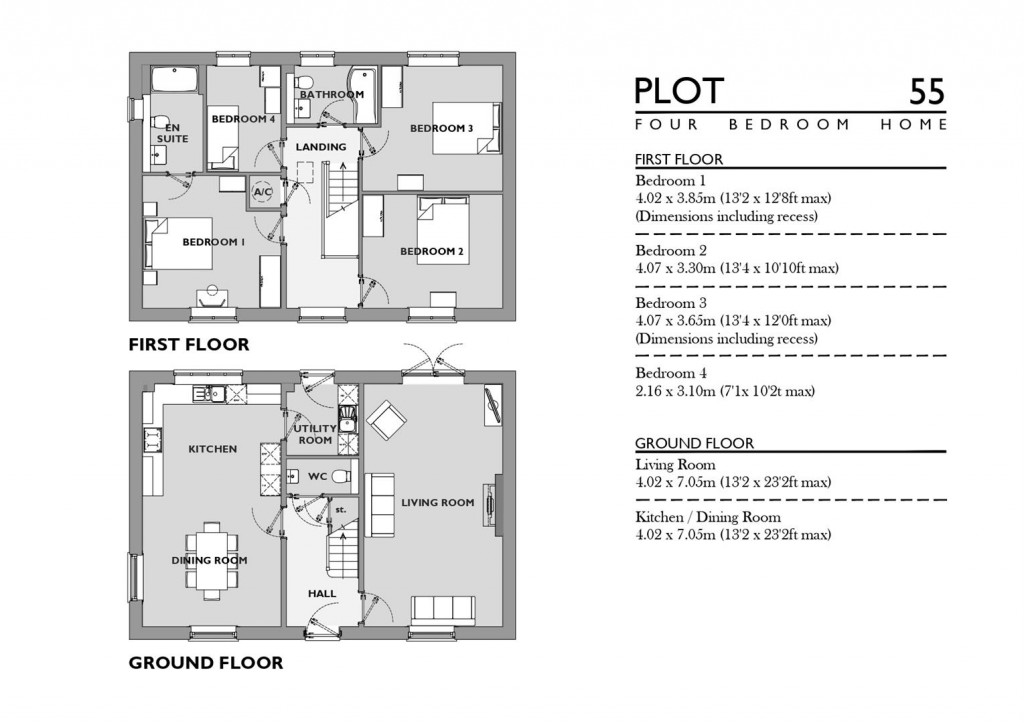 Floorplans For Durbeyfield Park, Marnhull
