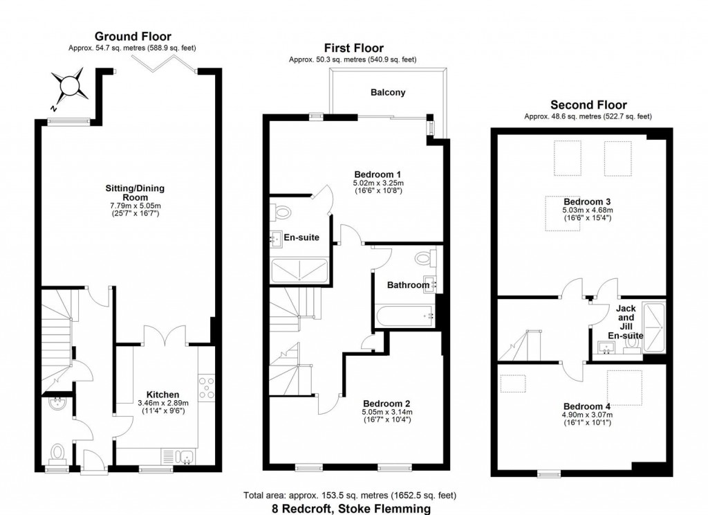 Floorplans For Redcroft Heights, Stoke Fleming