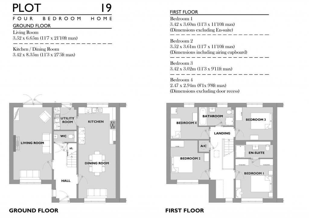 Floorplans For Rosedale Square, Poundbury, Dorchester