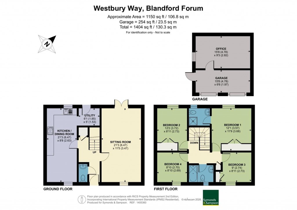 Floorplans For Westbury Way, Blandford Forum