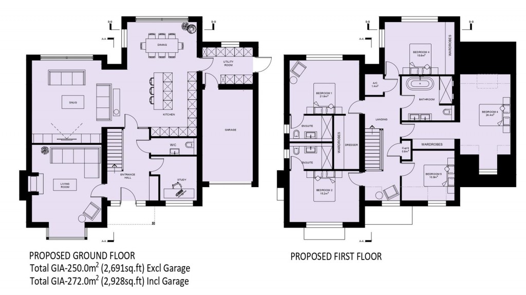 Floorplans For Self-Build Plot at Leaden Hill, Orwell