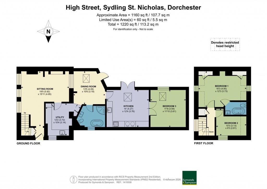 Floorplans For High Street, Sydling St. Nicholas, Dorchester