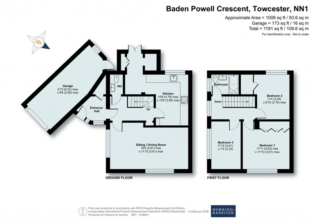 Floorplans For Baden Powell Crescent, Towcester, NN12