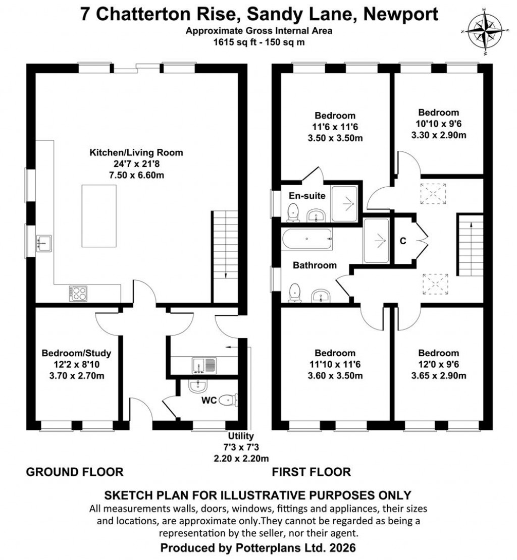 Floorplans For Off Sandy Lane, Gatcombe, Nr Newport