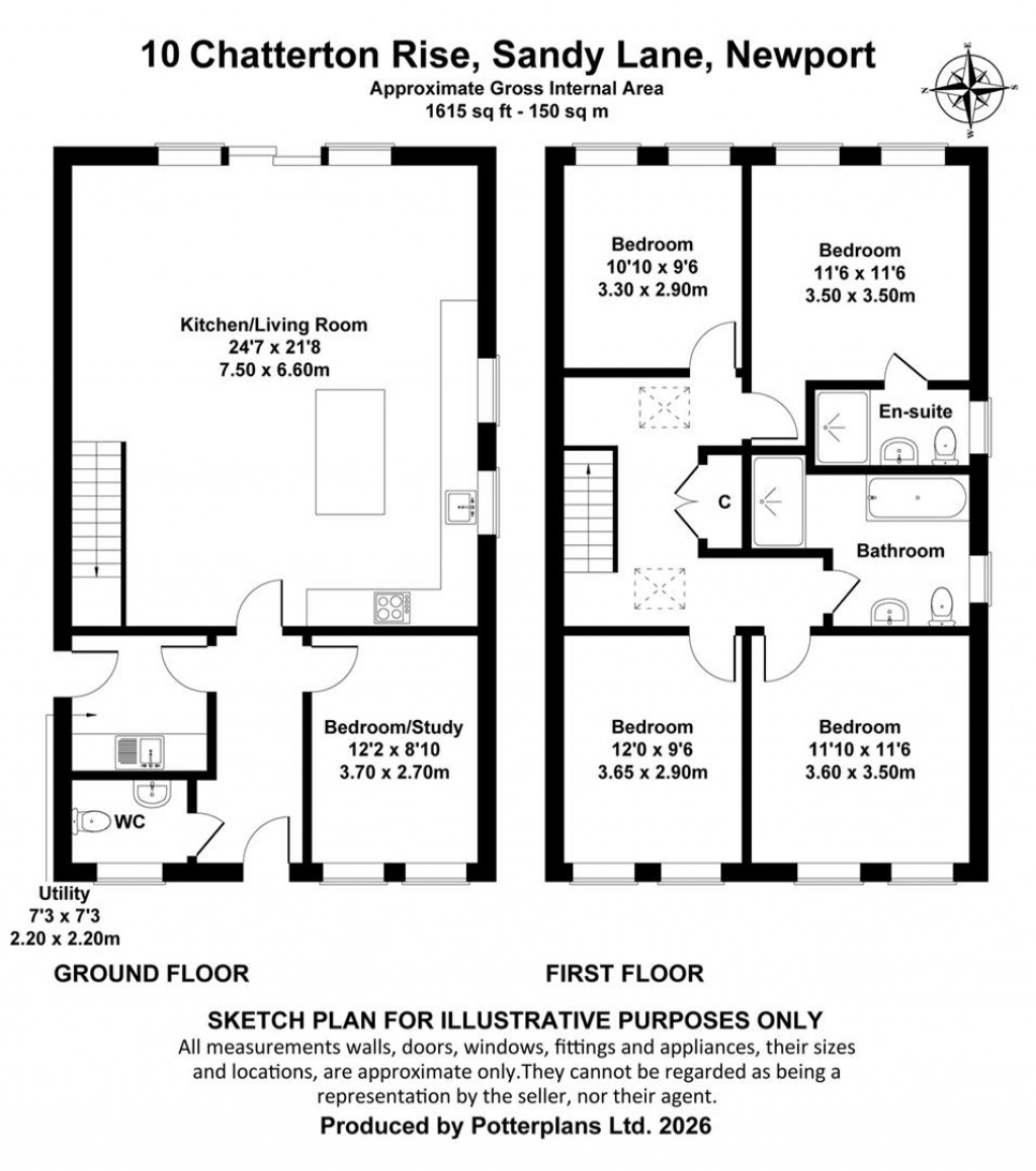 Floorplans For Gatcombe, Isle of Wight