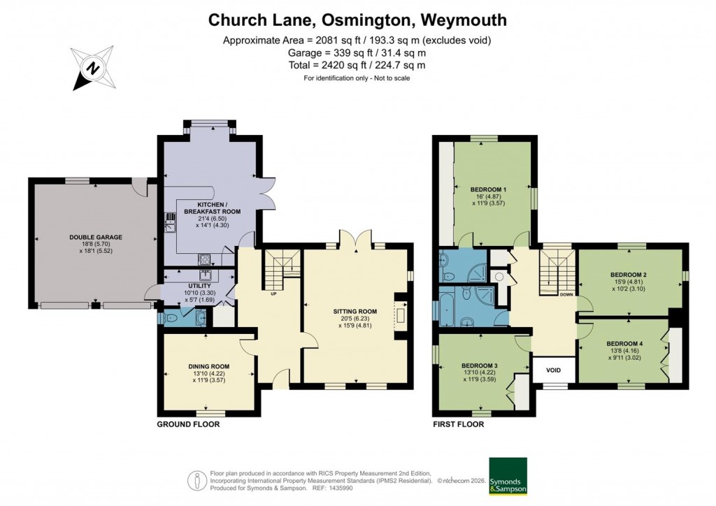 Floorplans For Church Lane, Osmington, Weymouth