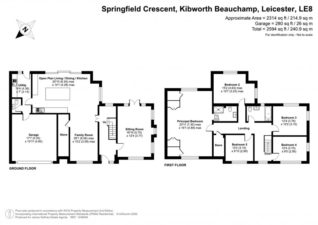 Floorplans For Springfield Crescent, Kibworth Beauchamp, Leicestershire