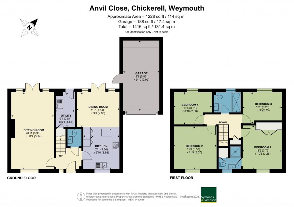 Floorplans For Anvil Close, Chickerell, Weymouth