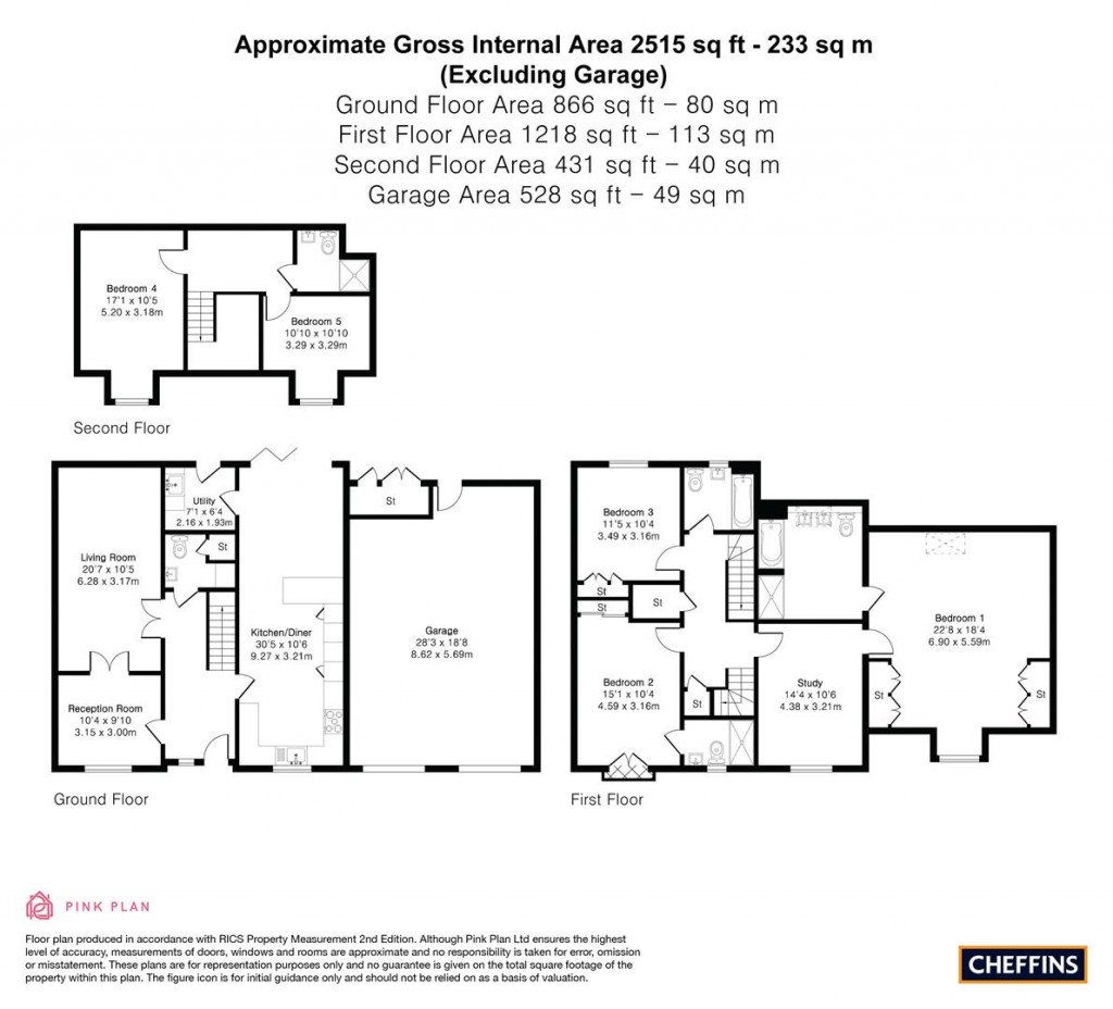 Floorplans For One Tree Road, Trumpington, Cambridge
