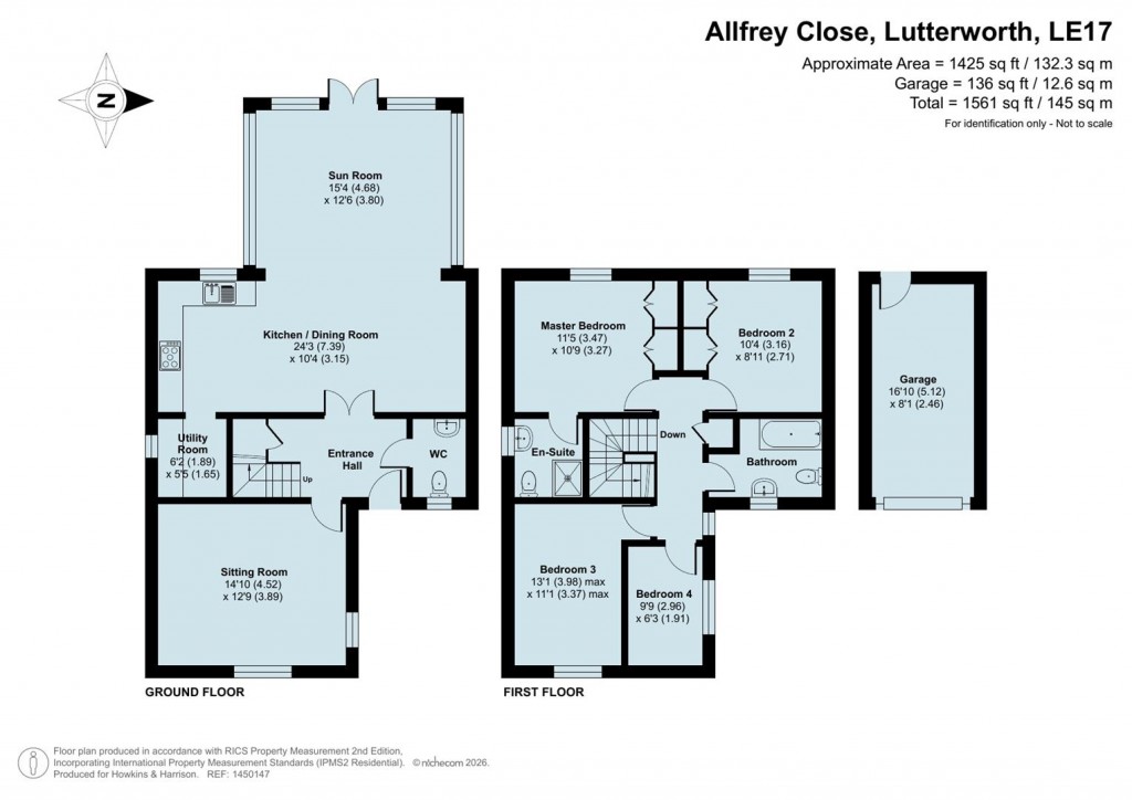 Floorplans For Allfrey Close, Lutterworth. LE17