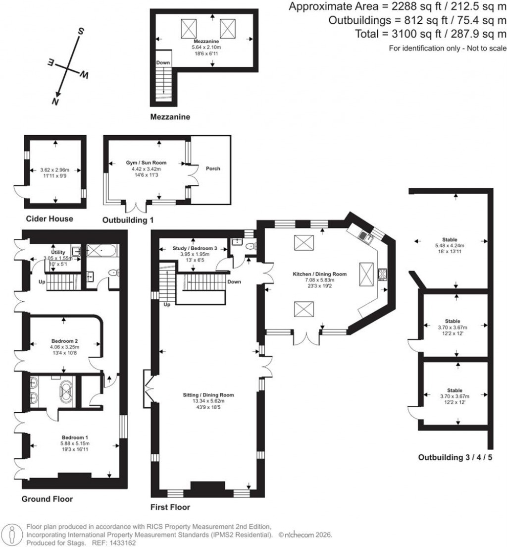Floorplans For Lewdown - 1.54 acres in all