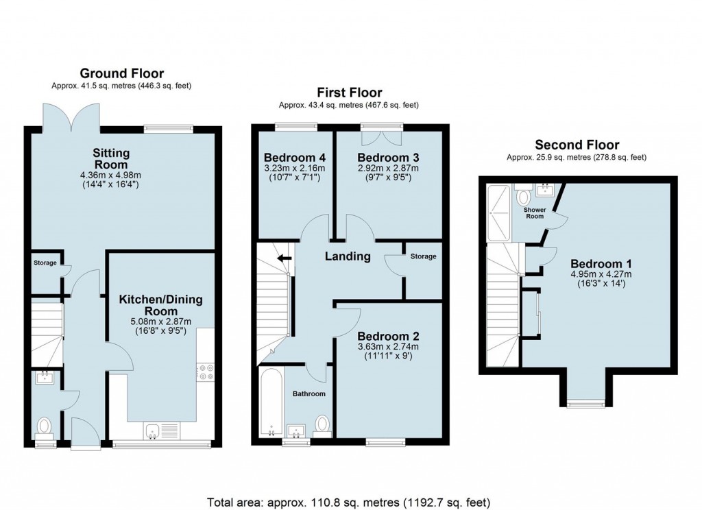Floorplans For Whitby Close, Daventry, NN11
