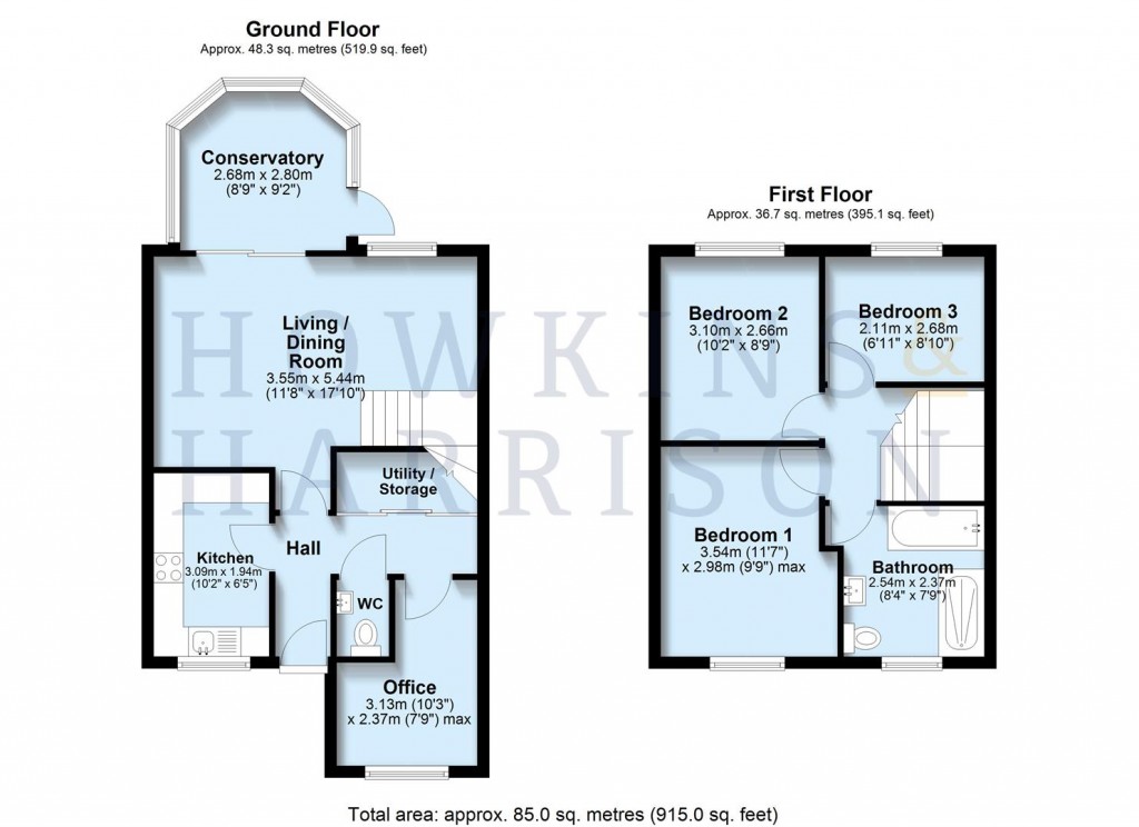 Floorplans For Ulleswater Crescent, Ashby-De-La-Zouch, LE65
