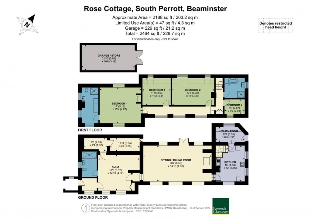 Floorplans For South Perrott, Beaminster, Dorset